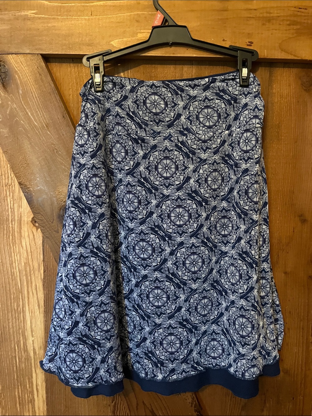 Navy Blue Patterned Mini Skirt